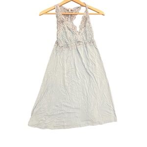 NWOT Fleur’t Light Blue Empire Elegant Lace Trim Nightgown